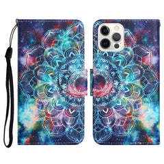 Funda de cuero con tapa horizontal con patrón pintado, soporte, ranura para tarjetas y billetera, para iPhone 12/12 Pro