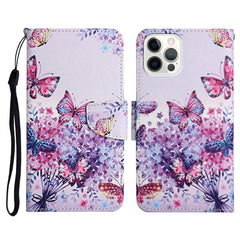 Funda de cuero con tapa horizontal con patrón pintado, soporte, ranura para tarjetas y billetera, para iPhone 12/12 Pro