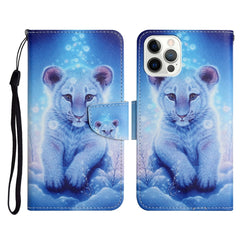 Funda de cuero con tapa horizontal con patrón pintado, soporte, ranura para tarjetas y billetera, para iPhone 12/12 Pro