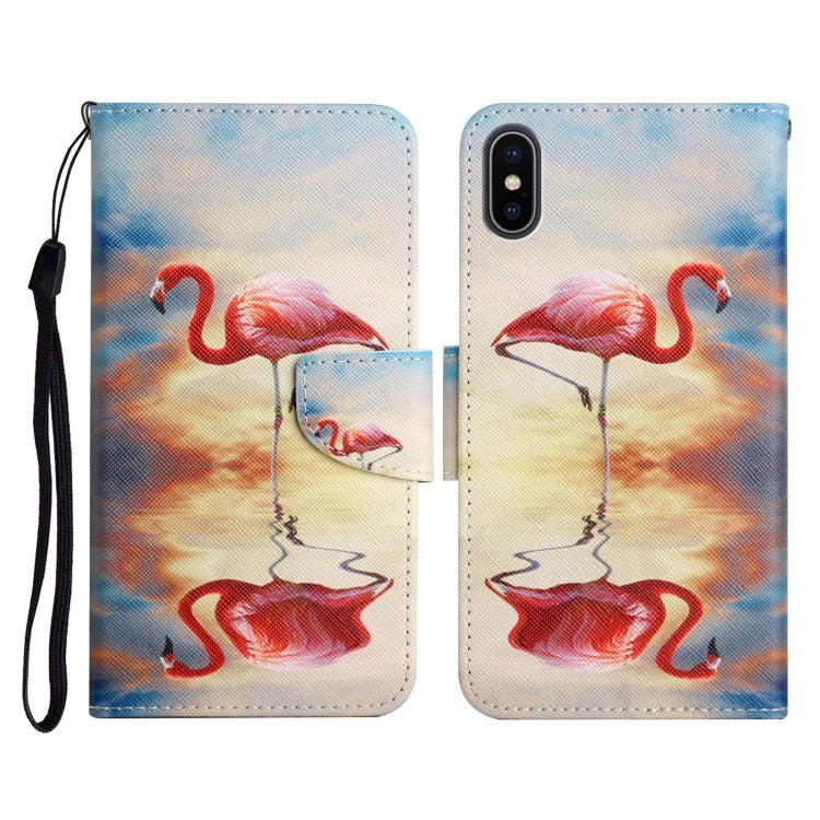 Estuche de cuero con tapa horizontal con patrón pintado, ranura para tarjetas y billetera, para iPhone XS Max