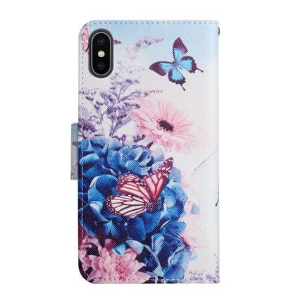 Funda de cuero con tapa horizontal con patrón pintado, ranura para tarjetas y billetera, para iPhone X/XS
