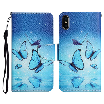 Funda de cuero con tapa horizontal con patrón pintado, ranura para tarjetas y billetera, para iPhone X/XS