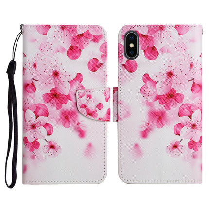 Funda de cuero con tapa horizontal con patrón pintado, ranura para tarjetas y billetera, para iPhone X/XS