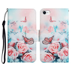 Funda de cuero con tapa horizontal con patrón pintado, soporte, ranura para tarjetas y billetera, para iPhone SE 2022 / SE 2020 / 8 / 7