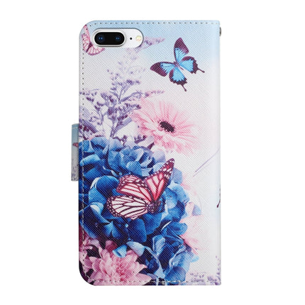 Estuche de cuero con tapa horizontal con patrón pintado, ranura para tarjetas y billetera, para iPhone 8 Plus y 7 Plus