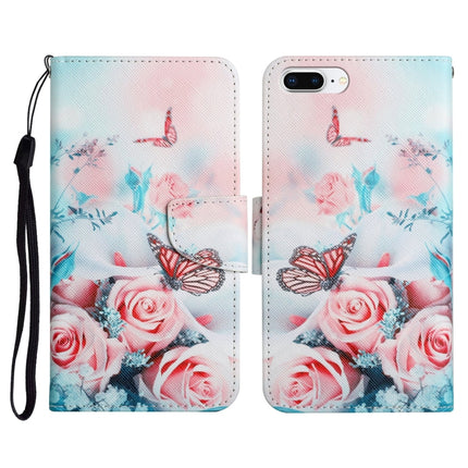 Estuche de cuero con tapa horizontal con patrón pintado, ranura para tarjetas y billetera, para iPhone 8 Plus y 7 Plus