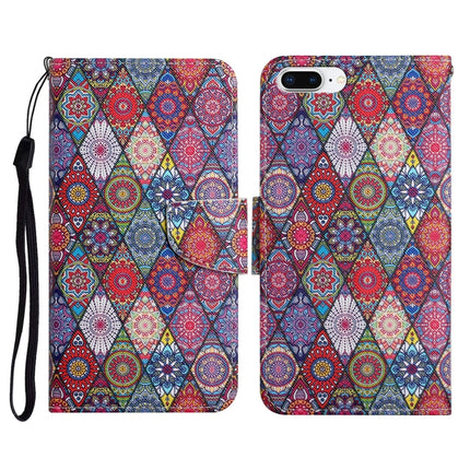 Estuche de cuero con tapa horizontal con patrón pintado, ranura para tarjetas y billetera, para iPhone 8 Plus y 7 Plus