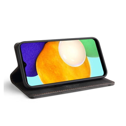 For Samsung Galaxy A03s 166mm Skin Feel Anti-theft Brush Horizontal Flip Leather Case with Holder & Card Slots & Wallet(Brown)