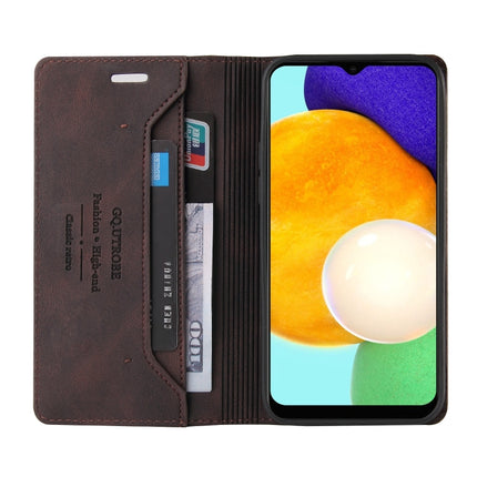 For Samsung Galaxy A03s 166mm Skin Feel Anti-theft Brush Horizontal Flip Leather Case with Holder & Card Slots & Wallet(Brown), For Samsung Galaxy A03s 166mm