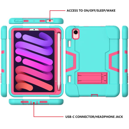 Estuche protector de silicona y PC a prueba de golpes con diseño de robot en color de contraste con soporte y ranura para lápiz, para iPad mini 2024/mini 6