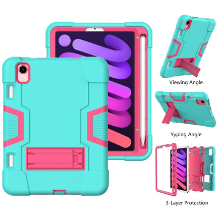 Estuche protector de silicona y PC a prueba de golpes con diseño de robot en color de contraste con soporte y ranura para lápiz, para iPad mini 2024/mini 6