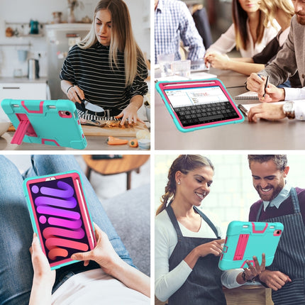 Estuche protector de silicona y PC a prueba de golpes con diseño de robot en color de contraste con soporte y ranura para lápiz, para iPad mini 2024/mini 6