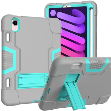 Estuche protector de silicona y PC a prueba de golpes con diseño de robot en color de contraste con soporte y ranura para lápiz, para iPad mini 2024/mini 6