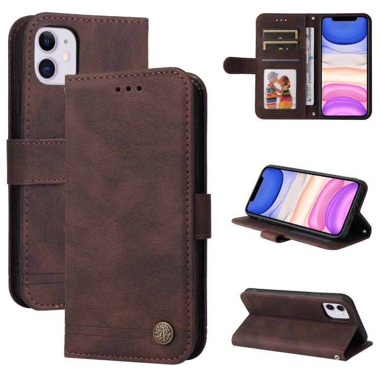 Skin Feel Life Tree Metal Button Horizontal Flip Leather Case with Holder & Card Slot & Wallet & Photo Frame & Strap, For iPhone 12 mini, For iPhone 12 / 12 Pro, For iPhone 12 Pro Max, For iPhone 11