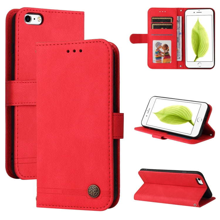 Skin Feel Life Tree Metal Button Horizontal Flip Leather Case with Holder & Card Slot & Wallet & Photo Frame & Strap, For iPhone 6 / 6s, For iPhone 6 Plus / 6s Plus