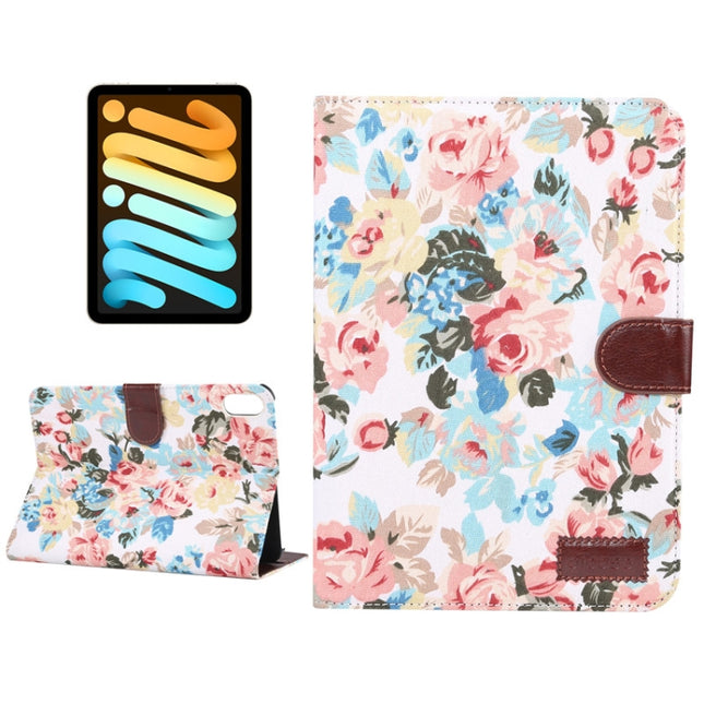 Funda de cuero inteligente con diseño de flores para iPad mini 6/mini 2024