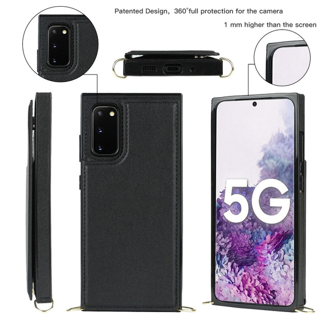 Cross-body Square Double Buckle Flip Card Bag TPU+PU Case with Card Slots & Wallet & Photo & Strap, For Samsung Galaxy Note20, For Samsung Galaxy Note20 Ultra, For Samsung Galaxy S20, For Samsung Galaxy S20 Ultra