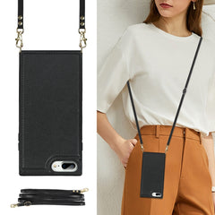 Cross-body Square Double Buckle Flip Card Bag TPU+PU Case with Card Slots & Wallet & Photo & Strap, For iPhone 8 Plus / 7 Plus, For iPhone SE 2022 / SE 2020 / 8 / 7, For iPhone 11, For iPhone 11 Pro, For iPhone 11 Pro Max