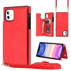 Cross-body Square Double Buckle Flip Card Bag TPU+PU Case with Card Slots & Wallet & Photo & Strap, For iPhone 8 Plus / 7 Plus, For iPhone SE 2022 / SE 2020 / 8 / 7, For iPhone 11, For iPhone 11 Pro, For iPhone 11 Pro Max