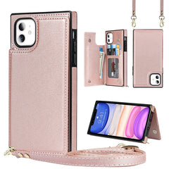 Cross-body Square Double Buckle Flip Card Bag TPU+PU Case with Card Slots & Wallet & Photo & Strap, For iPhone 8 Plus / 7 Plus, For iPhone SE 2022 / SE 2020 / 8 / 7, For iPhone 11, For iPhone 11 Pro, For iPhone 11 Pro Max