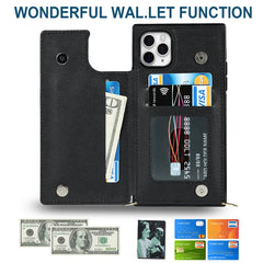 Quadratische Cross-Body-Kartentasche mit Doppelschnalle, TPU+PU, Kartenfächern &amp; Geldbörse &amp; Foto &amp; Gurt, für iPhone 12 mini, für iPhone 12 / 12 Pro, für iPhone 12 Pro Max, für iPhone XS / X, für iPhone XS Max