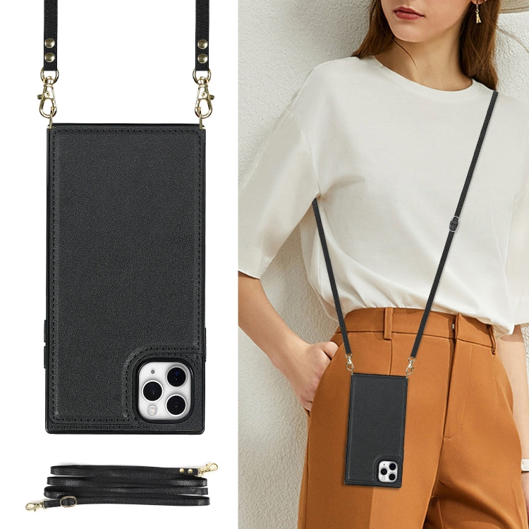 Quadratische Cross-Body-Kartentasche mit Doppelschnalle, TPU+PU, Kartenfächern &amp; Geldbörse &amp; Foto &amp; Gurt, für iPhone 12 mini, für iPhone 12 / 12 Pro, für iPhone 12 Pro Max, für iPhone XS / X, für iPhone XS Max