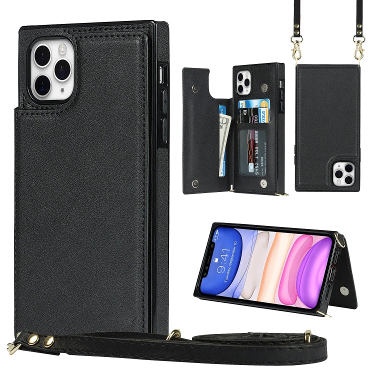 Quadratische Cross-Body-Kartentasche mit Doppelschnalle, TPU+PU, Kartenfächern &amp; Geldbörse &amp; Foto &amp; Gurt, für iPhone 12 mini, für iPhone 12 / 12 Pro, für iPhone 12 Pro Max, für iPhone XS / X, für iPhone XS Max