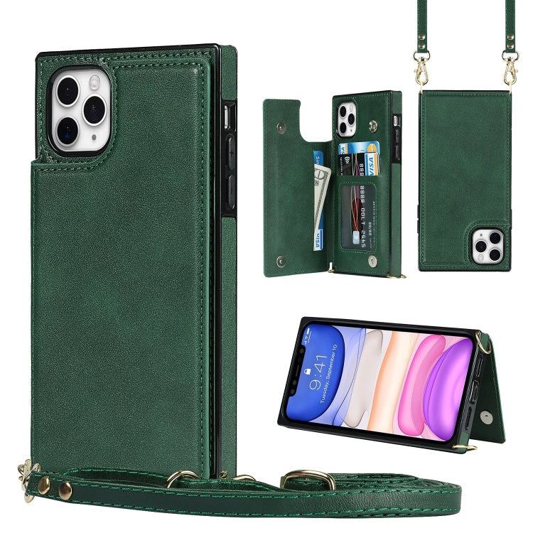 Quadratische Cross-Body-Kartentasche mit Doppelschnalle, TPU+PU, Kartenfächern &amp; Geldbörse &amp; Foto &amp; Gurt, für iPhone 12 mini, für iPhone 12 / 12 Pro, für iPhone 12 Pro Max, für iPhone XS / X, für iPhone XS Max