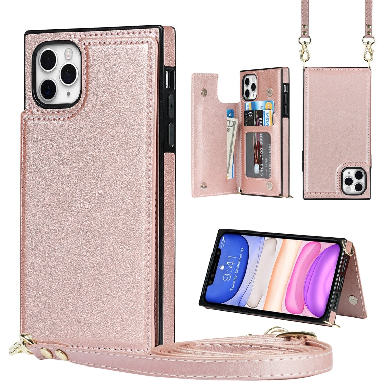 Quadratische Cross-Body-Kartentasche mit Doppelschnalle, TPU+PU, Kartenfächern &amp; Geldbörse &amp; Foto &amp; Gurt, für iPhone 12 mini, für iPhone 12 / 12 Pro, für iPhone 12 Pro Max, für iPhone XS / X, für iPhone XS Max