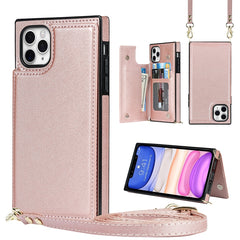 Cross-body Square Double Buckle Flip Card Bag TPU+PU Case with Card Slots & Wallet & Photo & Strap, For iPhone 8 Plus / 7 Plus, For iPhone SE 2022 / SE 2020 / 8 / 7, For iPhone 11, For iPhone 11 Pro, For iPhone 11 Pro Max