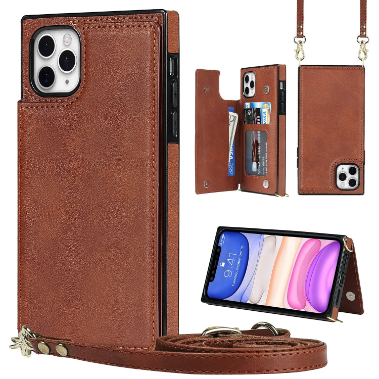Quadratische Cross-Body-Kartentasche mit Doppelschnalle, TPU+PU, Kartenfächern &amp; Geldbörse &amp; Foto &amp; Gurt, für iPhone 12 mini, für iPhone 12 / 12 Pro, für iPhone 12 Pro Max, für iPhone XS / X, für iPhone XS Max