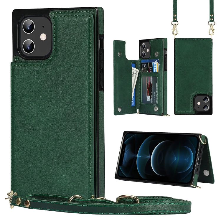 Quadratische Cross-Body-Kartentasche mit Doppelschnalle, TPU+PU, Kartenfächern &amp; Geldbörse &amp; Foto &amp; Gurt, für iPhone 12 mini, für iPhone 12 / 12 Pro, für iPhone 12 Pro Max, für iPhone XS / X, für iPhone XS Max