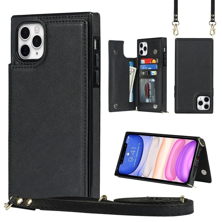 Quadratische Cross-Body-Kartentasche mit Doppelschnalle, TPU+PU, Kartenfächern &amp; Geldbörse &amp; Foto &amp; Gurt, für iPhone 12 mini, für iPhone 12 / 12 Pro, für iPhone 12 Pro Max, für iPhone XS / X, für iPhone XS Max