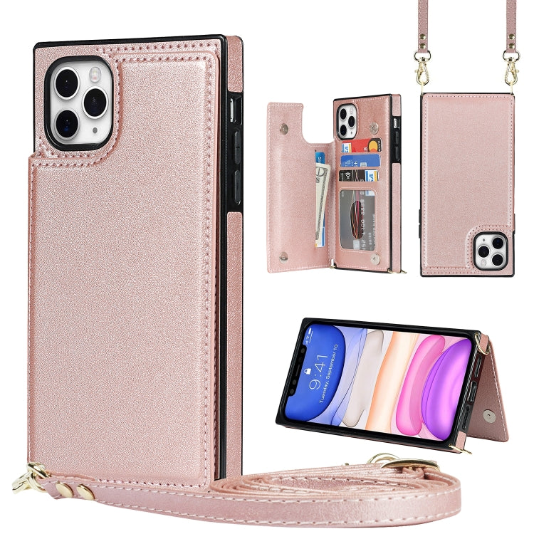 Quadratische Cross-Body-Kartentasche mit Doppelschnalle, TPU+PU, Kartenfächern &amp; Geldbörse &amp; Foto &amp; Gurt, für iPhone 12 mini, für iPhone 12 / 12 Pro, für iPhone 12 Pro Max, für iPhone XS / X, für iPhone XS Max