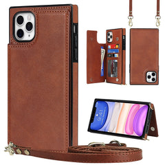 Cross-body Square Double Buckle Flip Card Bag TPU+PU Case with Card Slots & Wallet & Photo & Strap, For iPhone 12 mini, For iPhone 12 / 12 Pro, For iPhone 12 Pro Max, For iPhone XS / X, For iPhone XS Max