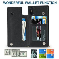 Cross-body Square Double Buckle Flip Card Bag TPU+PU Case with Card Slots & Wallet & Photo & Strap, For iPhone XS / X, For iPhone XS Max, For iPhone XR