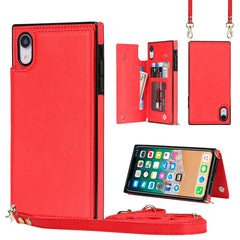 Cross-body Square Double Buckle Flip Card Bag TPU+PU Case with Card Slots & Wallet & Photo & Strap, For iPhone XR