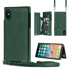 Cross-body Square Double Buckle Flip Card Bag TPU+PU Case with Card Slots & Wallet & Photo & Strap, For iPhone XR