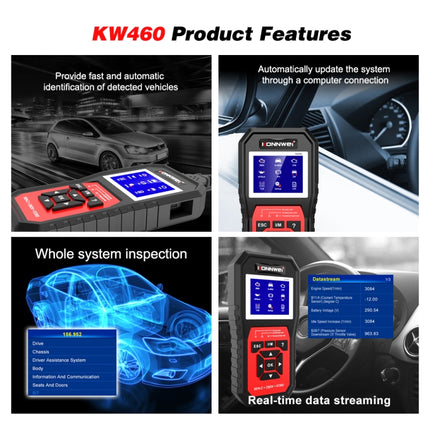 KONNWEI KW460 Car 2.8 inch 12V Lead-acid Battery Tester Fault Diagnosis Instrument, KW460