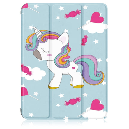 Estuche de cuero con tapa horizontal de TPU con patrón pintado, soporte plegable en tres direcciones, ranura para bolígrafo y función de suspensión/activación, para iPad mini 2024/mini 6