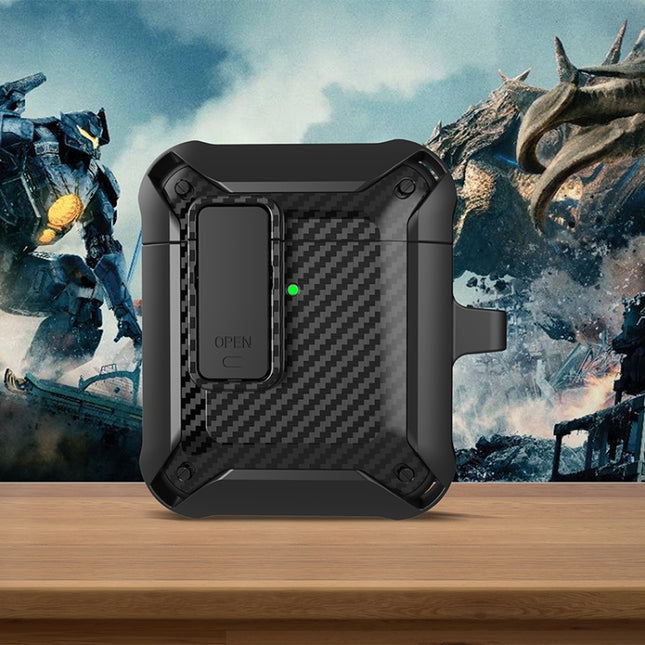 Drahtlose Kopfhörer Stoßfeste Bumblebee Carbon Fiber Schutzhülle mit Schalter, Für AirPods 1/2, Für AirPods Pro