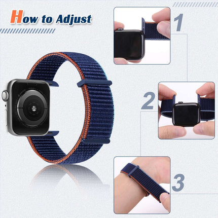 Hook and Loop Fastener Dual Section Replacement Watchband For Apple Watch Series, 7 41mm / 6&SE&5&4 40mm / 3&2&1 38mm