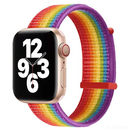 Hook and Loop Fastener Dual Section Replacement Watchband For Apple Watch Series, 7 45mm / 6&SE&5&4 44mm / 3&2&1 42mm