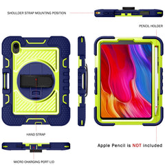 360-Grad-Drehung, kontrastfarbene, stoßfeste Silikon- und PC-Hülle mit Halterung, Handgriffschlaufe und Schultergurt, für iPad mini 2024/mini 6