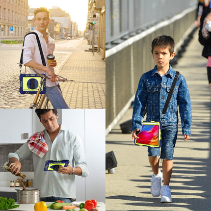 Estuche de silicona y PC a prueba de golpes con rotación de 360 ​​grados y color de contraste con soporte, correa de agarre para la mano y correa para el hombro, para iPad mini 2024/mini 6