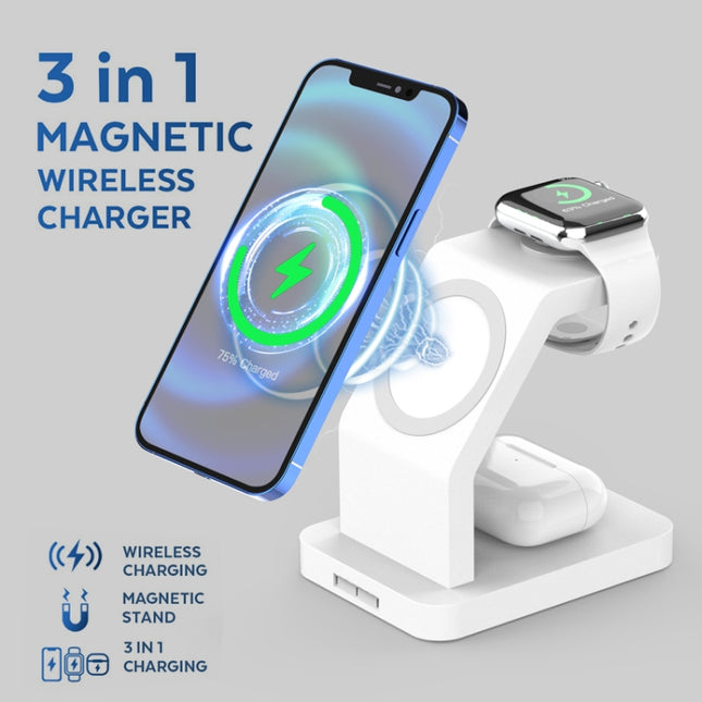 Cargador inalámbrico magnético multifunción S6 3 en 1 para iPhone, iWatch y AirPods