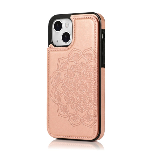 Double Buckle Mandala Pattern PU+TPU Protective Case with Card Slots & Holder & Photo Frame, For iPhone 13 mini, For iPhone 13, For iPhone 13 Pro, For iPhone 13 Pro Max