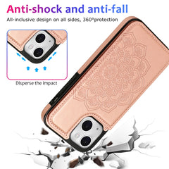 Double Buckle Mandala Pattern PU+TPU Protective Case with Card Slots & Holder & Photo Frame, For iPhone 13 mini, For iPhone 13, For iPhone 13 Pro, For iPhone 13 Pro Max