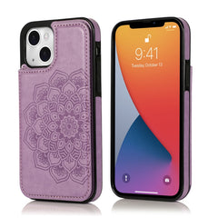 Double Buckle Mandala Pattern PU+TPU Protective Case with Card Slots & Holder & Photo Frame, For iPhone 13 mini, For iPhone 13, For iPhone 13 Pro, For iPhone 13 Pro Max