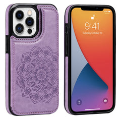 Double Buckle Mandala Pattern PU+TPU Protective Case with Card Slots & Holder & Photo Frame, For iPhone 13 mini, For iPhone 13, For iPhone 13 Pro, For iPhone 13 Pro Max